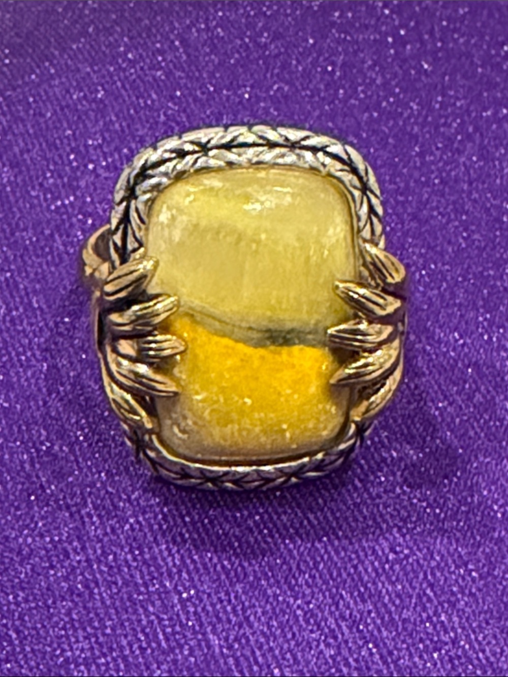 Double the Color Bright Yellow Agate in Sterling Silver & Brass by Studio Barse